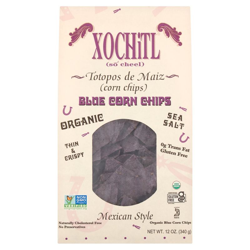 Xochitl Organic Mexican Style Blue Corn Chips, 12 oz