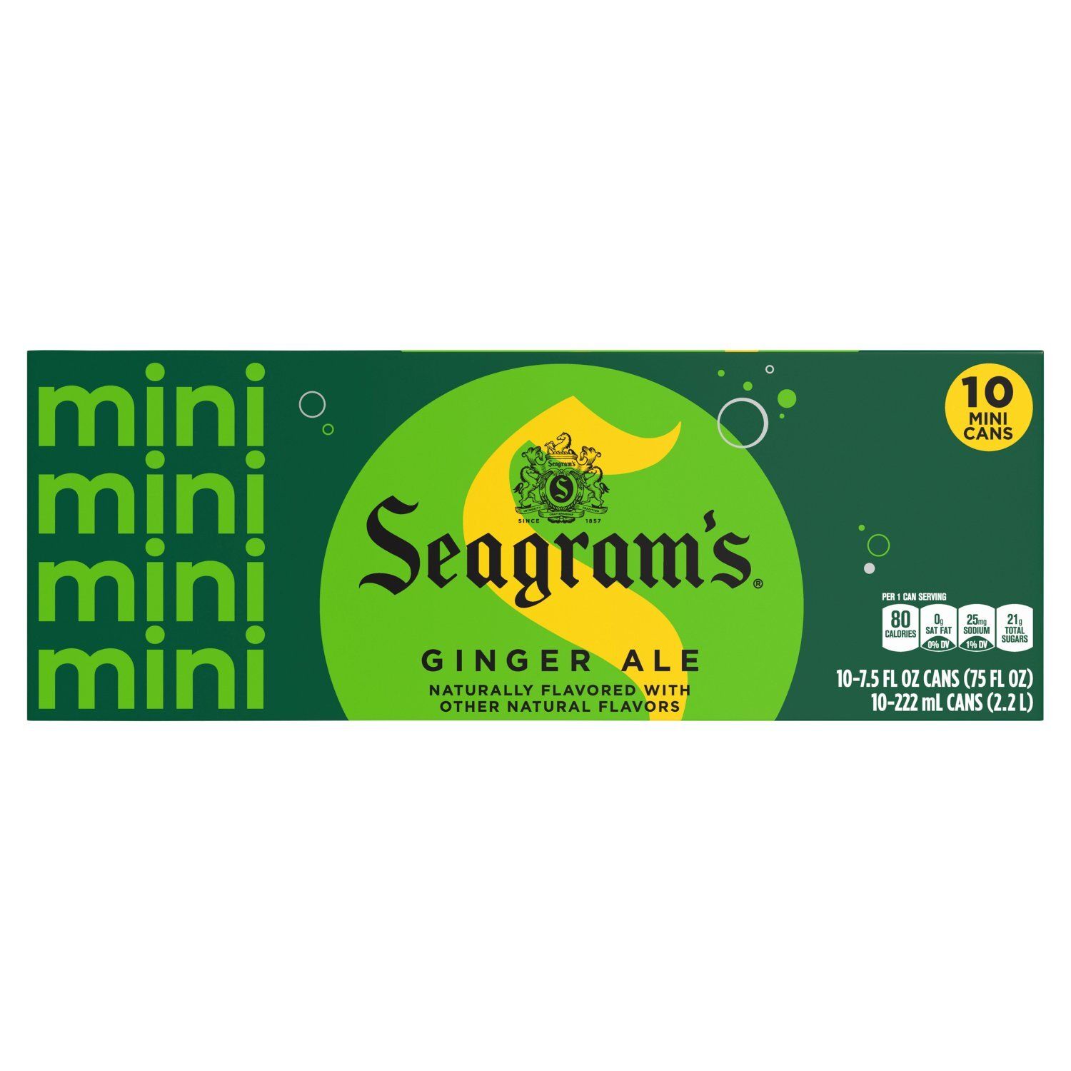 Seagram's Ginger Ale, 7.5 fl oz, 10 Pack