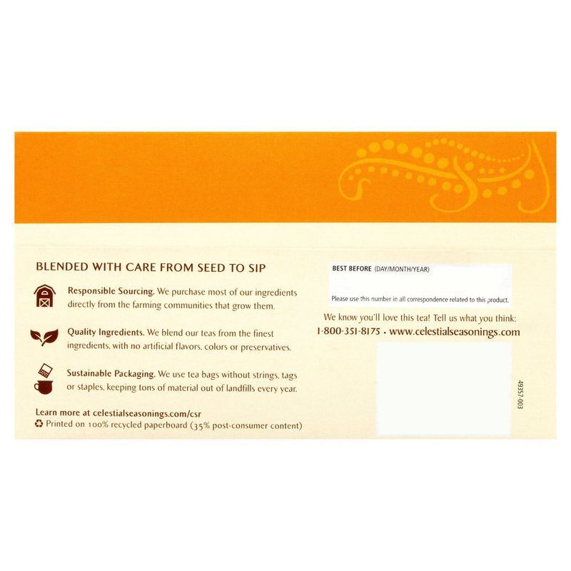 Celestial Seasonings Tangerine Orange Zinger Herbal Tea Bags, 20 count, 1.7 oz