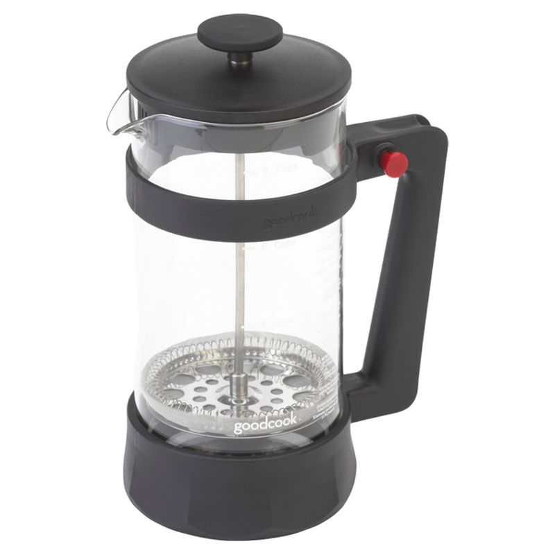 GoodCook Koffē 8 cup Plastic Frame Coffee Press black, with heat resistant glass removable carafe