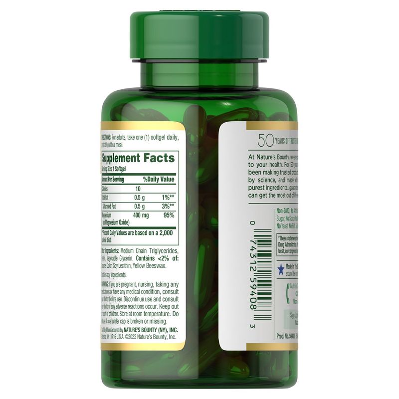 Nature's Bounty Magnesium Mineral Supplement, 400 mg, 75 count