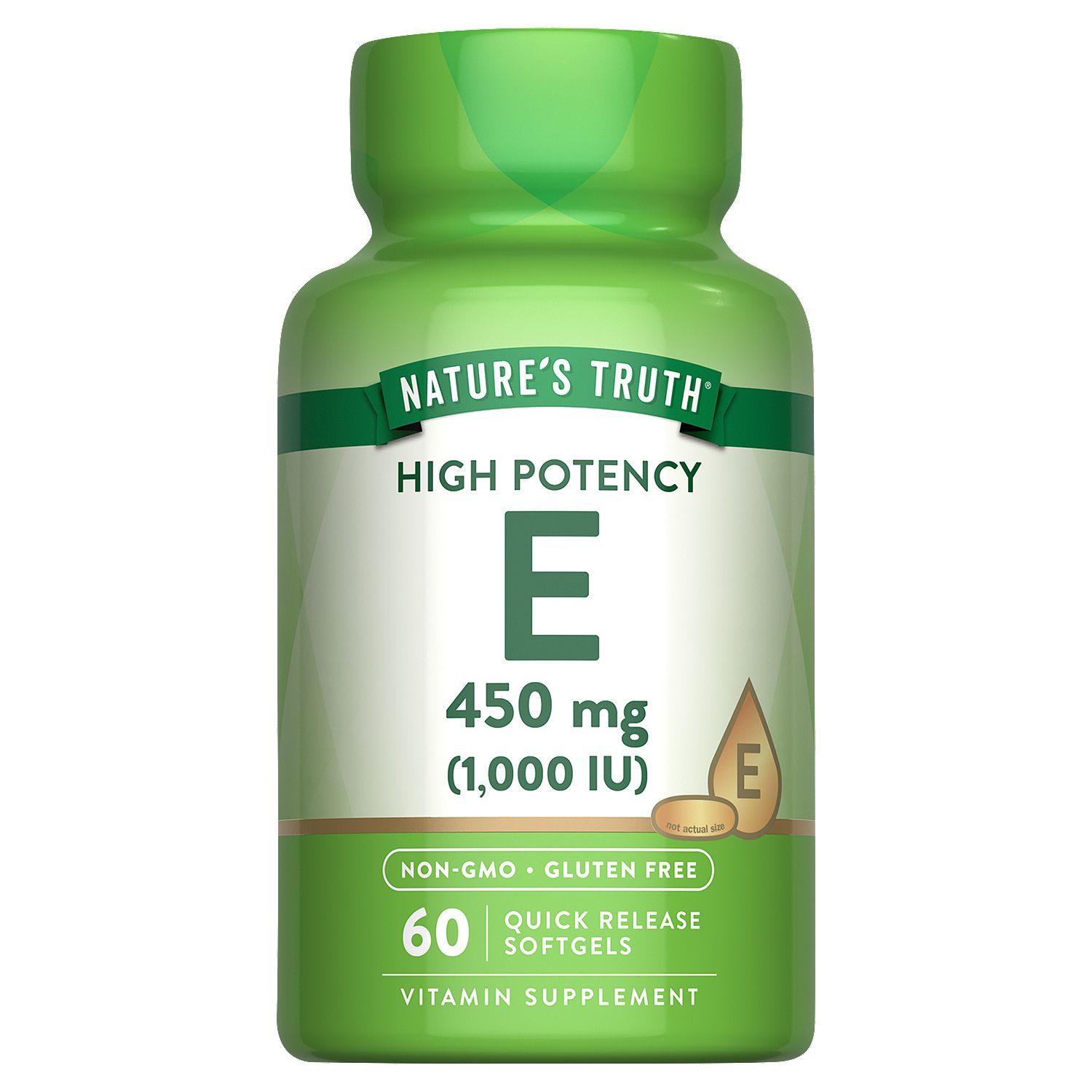 Nature's Truth High Potency E Vitamin Supplement, 450 mg (1,000 IU), 60 count