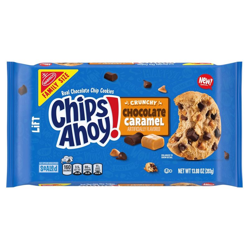 Nabisco Chips Ahoy! Crunchy Chocolate Caramel Real Chocolate Chip Cookies Family Size, 13.88 oz