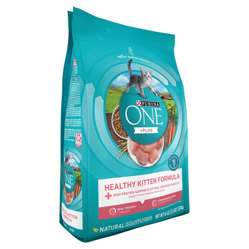 Purina ONE +Plus Healthy Kitten Formula Cat Food for Kitten, Up to 1 Year, 56 oz