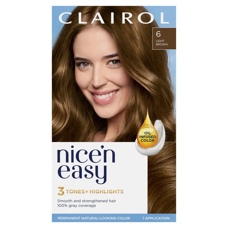 Clairol 6 Light Brown Nice'n Easy Hair Color, 1 application