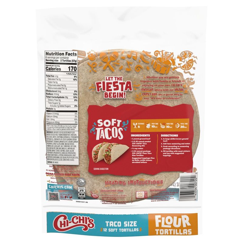 Chi-Chi's Taco Size Flour Tortillas, 12 count, 12 oz