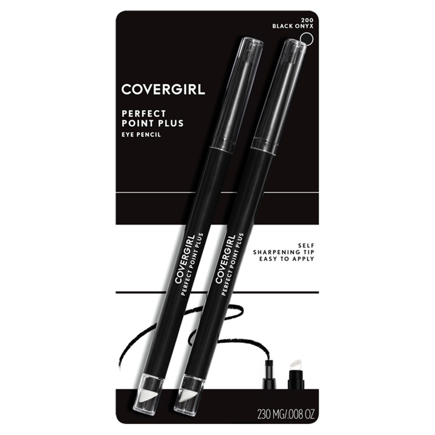 Covergirl Perfect Point Plus 200 Black Onyx Eye Pencil, 2 count, .008 oz