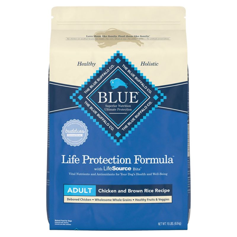Blue Buffalo Life Protection Formula Natural Adult Dry Dog Food, Chicken and Brown Rice 15-lb