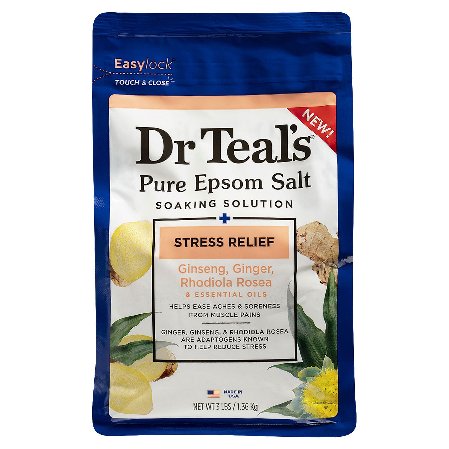 Dr Teal's Stress Relief Pure Epsom Salt Soaking Solution, 3 lbs