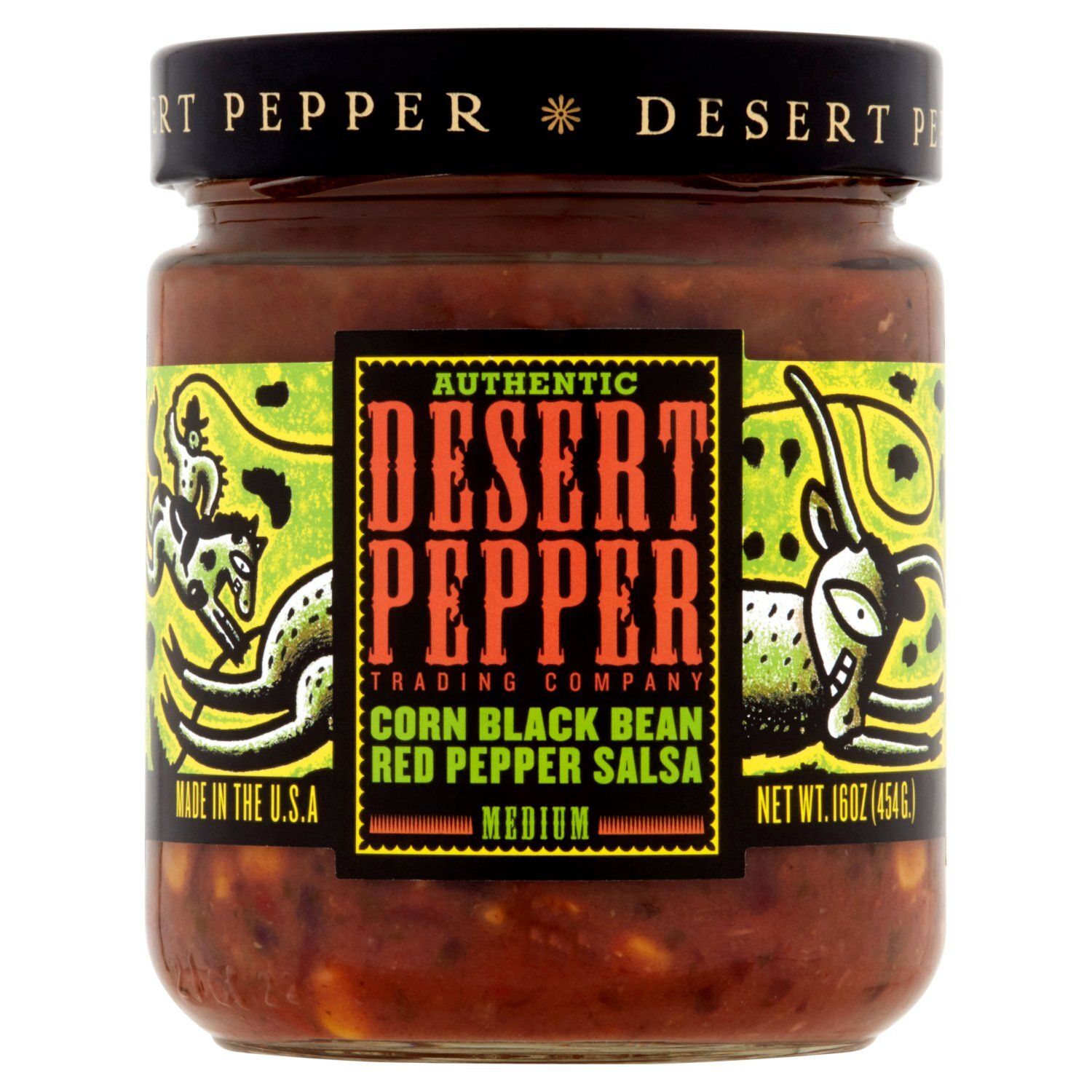 Desert Pepper Trading Company Authentic Medium Corn Black Bean Red Pepper Salsa, 16 oz