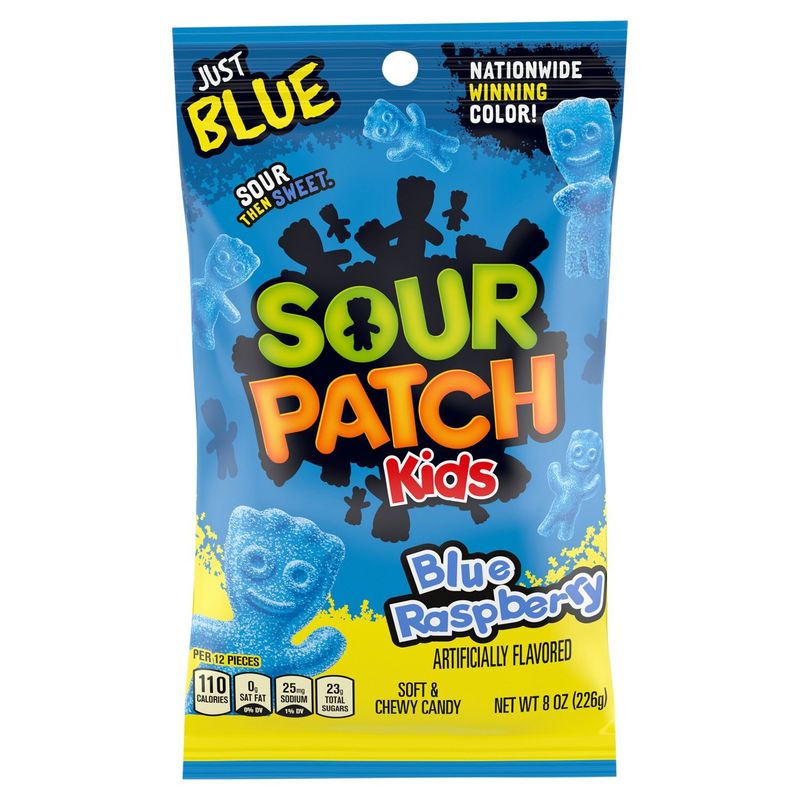 Sour Patch Kids Blue Raspberry Soft &amp; Chewy Candy, 8 oz