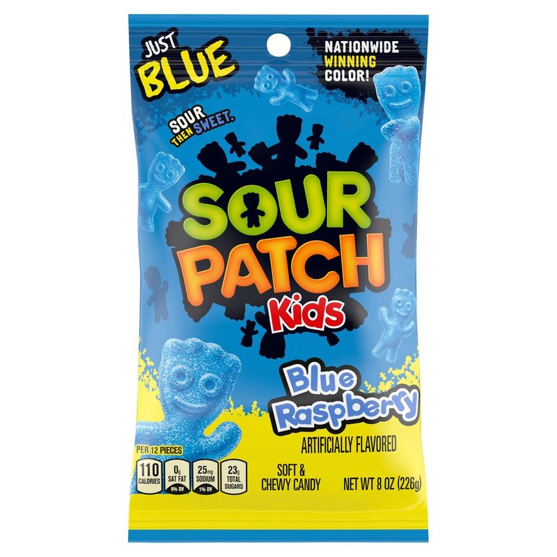 Sour Patch Kids Blue Raspberry Soft &amp; Chewy Candy, 8 oz