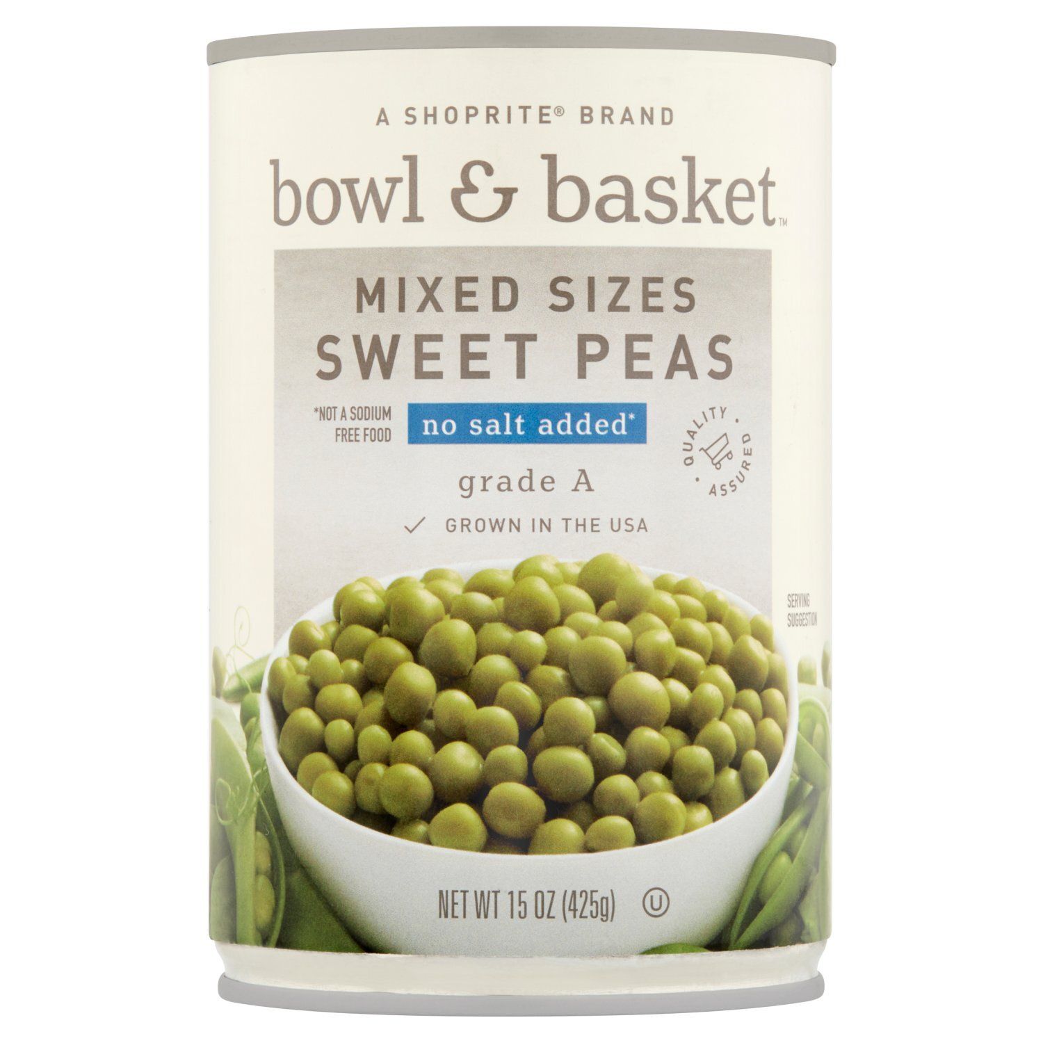 Bowl &amp; Basket No Salt Added Mixed Sizes Sweet Peas, 15 oz
