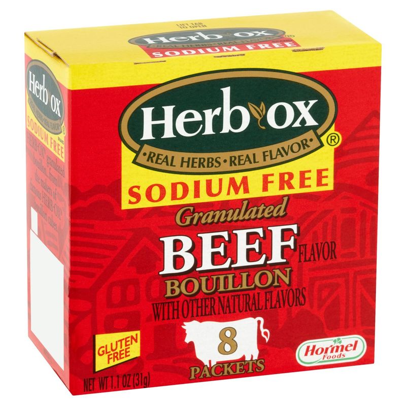 Hormel Foods Herb-Ox Sodium Free Beef Flavor Granulated Bouillon, 8 count, 1.1 oz