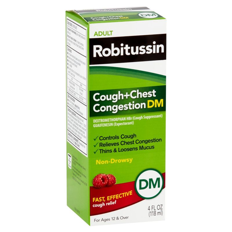 Robitussin Adult Cough+Chest Congestion DM Cough Relief, for Ages 12 &amp; Over, 4 fl oz