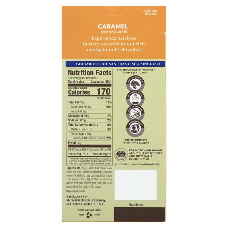 Ghirardelli Caramel Milk Chocolate Squares, 4.8 oz