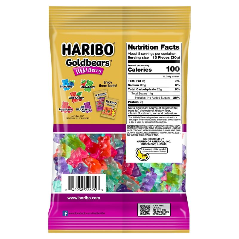 Haribo Goldbears Wild Berry Gummi Candy Share Size, 8 oz