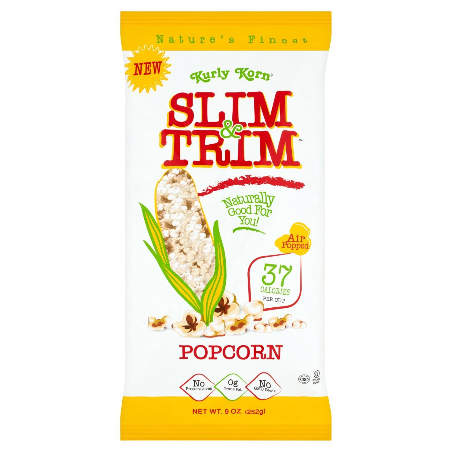 Kurly Korn Slim &amp; Trim Air Popped Popcorn, 9 oz