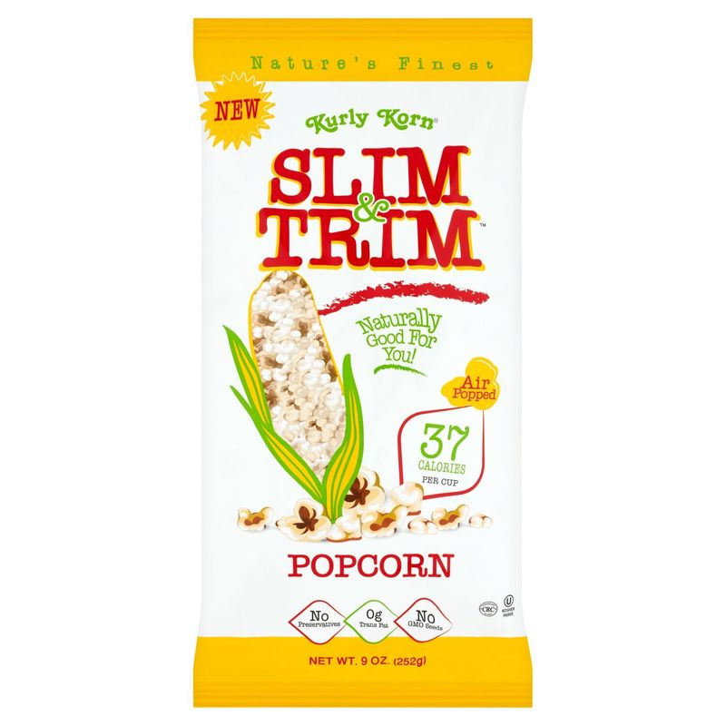 Kurly Korn Slim &amp; Trim Air Popped Popcorn, 9 oz
