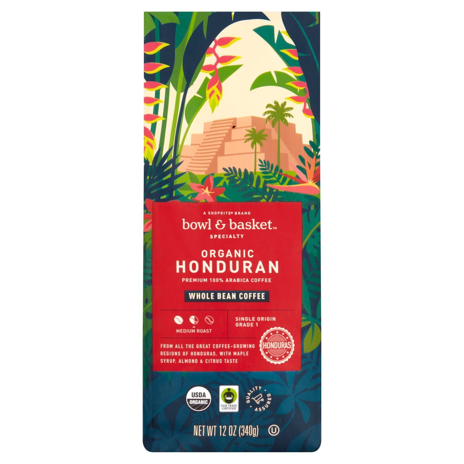 Bowl &amp; Basket Specialty Organic Honduran Medium Roast Whole Bean Coffee, 12 oz