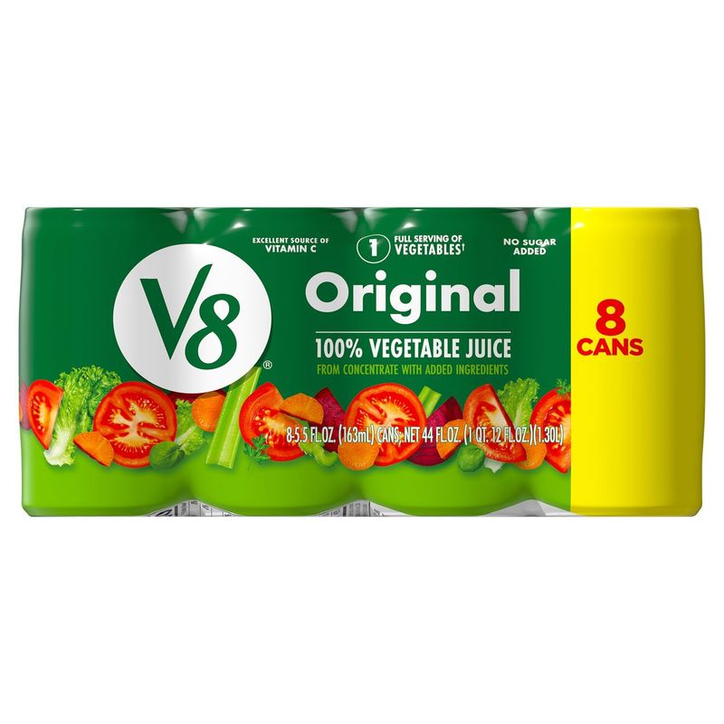 V8 Original 100% Vegetable Juice, 5.5 fl oz, 8 count