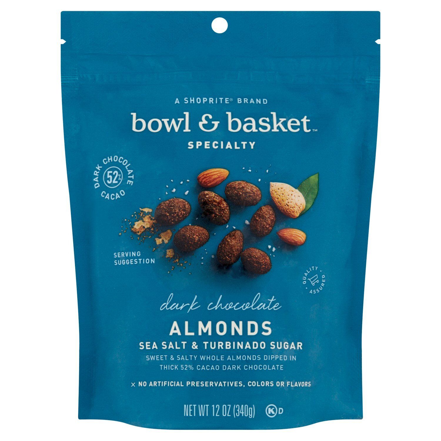Bowl &amp; Basket Specialty Sea Salt &amp; Turbinado Sugar Dark Chocolate Almonds, 12 oz