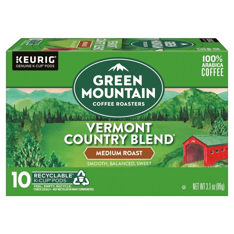Green Mountain Coffee Roasters Vermont Country Blend Medium Roast K-Cup Pods, 10 count, 3.1 oz