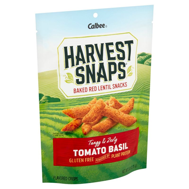 Calbee Harvest Snaps Tangy &amp; Zesty Tomato Basil Flavored Crisps, 3.0 oz
