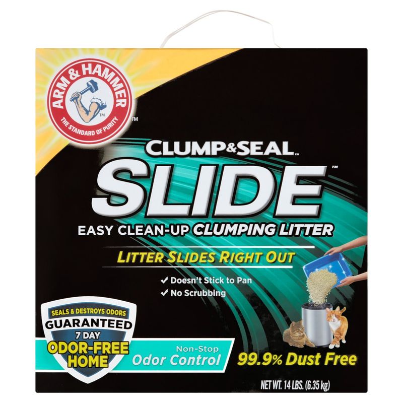 Arm &amp; Hammer Clump &amp; Seal Slide Non-Stop Odor Control Easy Clean-Up Clumping Litter, 14 lbs