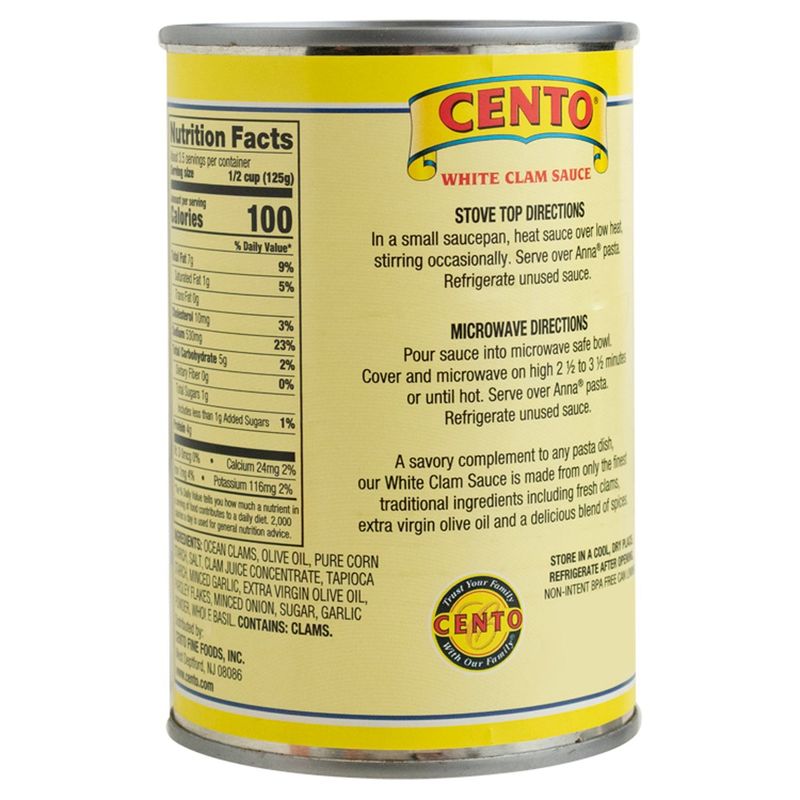 Cento White Clam Sauce with Extra Virgin Olive Oil, 15 oz