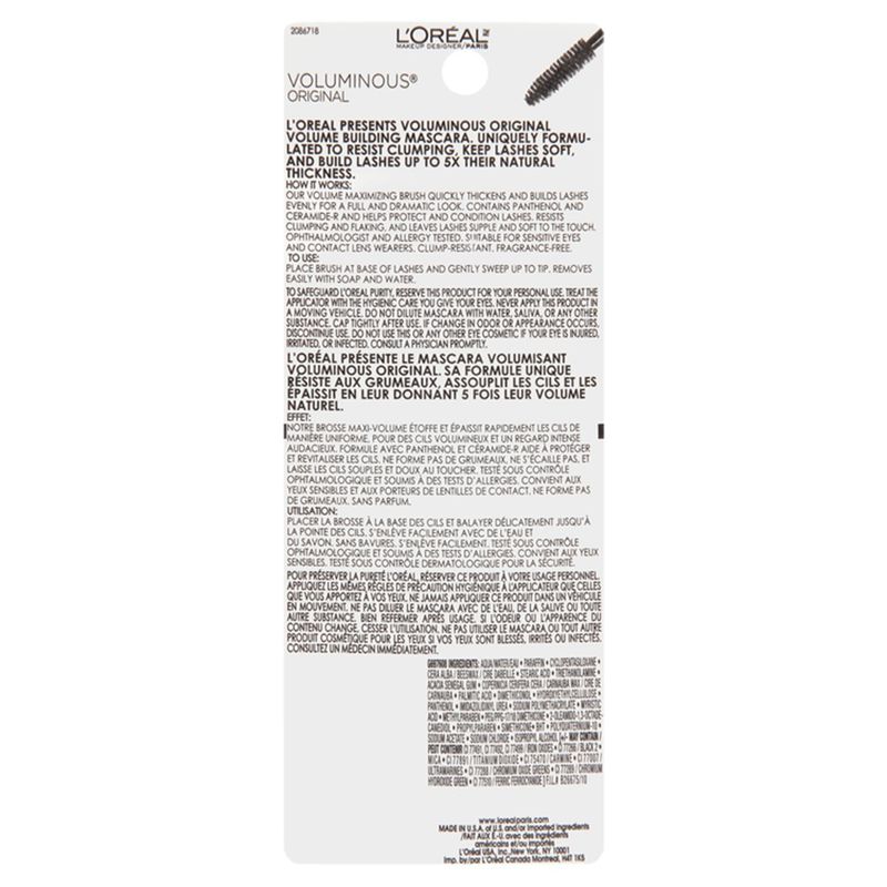 L'Oréal Paris Voluminous Original 310 Blackest Black Mascara, 0.28 fl oz