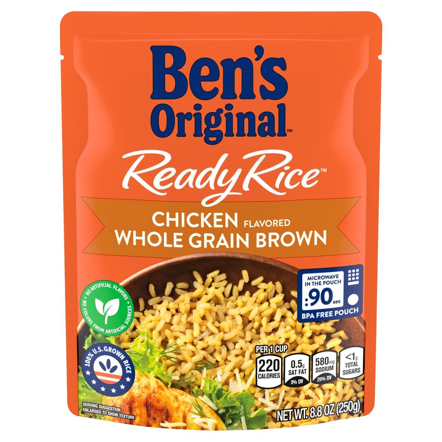 Ben's Original Ready Rice Chicken Flavored Whole Grain Brown, 8.8 oz