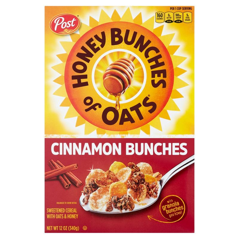 Post Honey Bunches of Oats Cinnamon Bunches Sweetened Cereal with Oats &amp; Honey, 12 oz