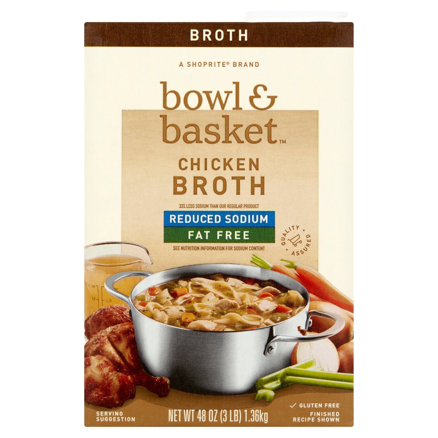 Bowl &amp; Basket Reduced Sodium Fat Free Chicken Broth, 48 oz