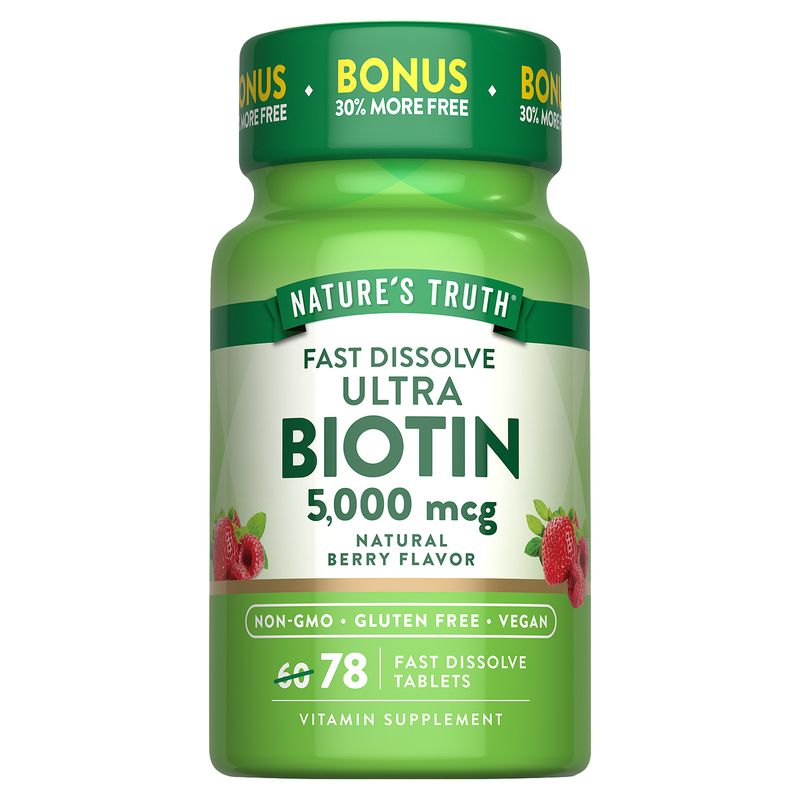 Nature's Truth Fast Dissolve Ultra Biotin Vitamin Supplement, 5,000 mcg, 78 count