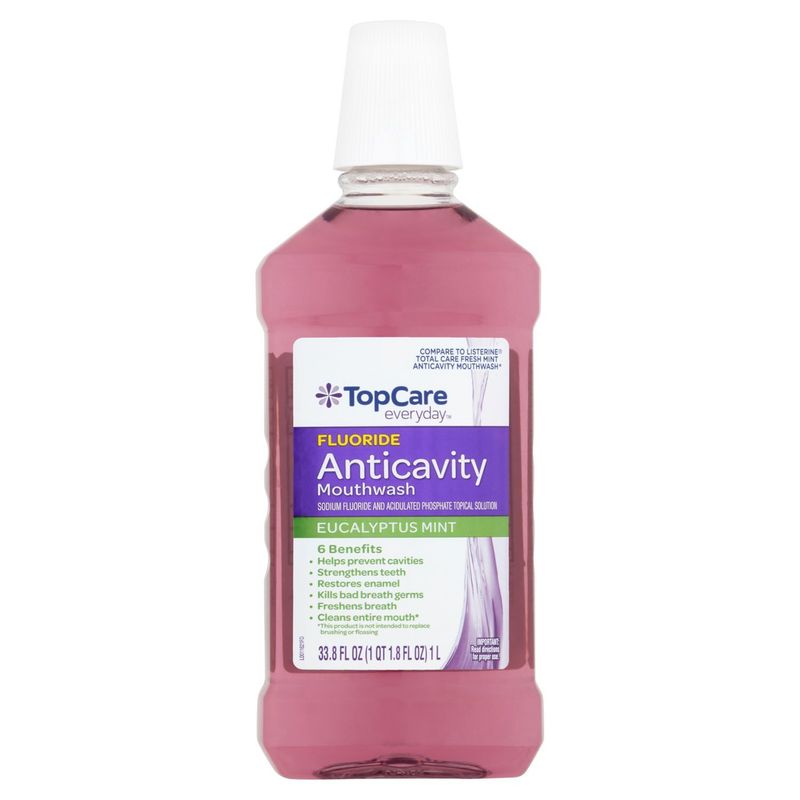 TopCare Everyday Eucalyptus Mint Fluoride Anticavity Mouthwash, 33.8 fl oz