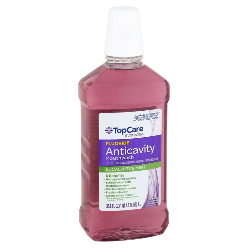 TopCare Everyday Eucalyptus Mint Fluoride Anticavity Mouthwash, 33.8 fl oz