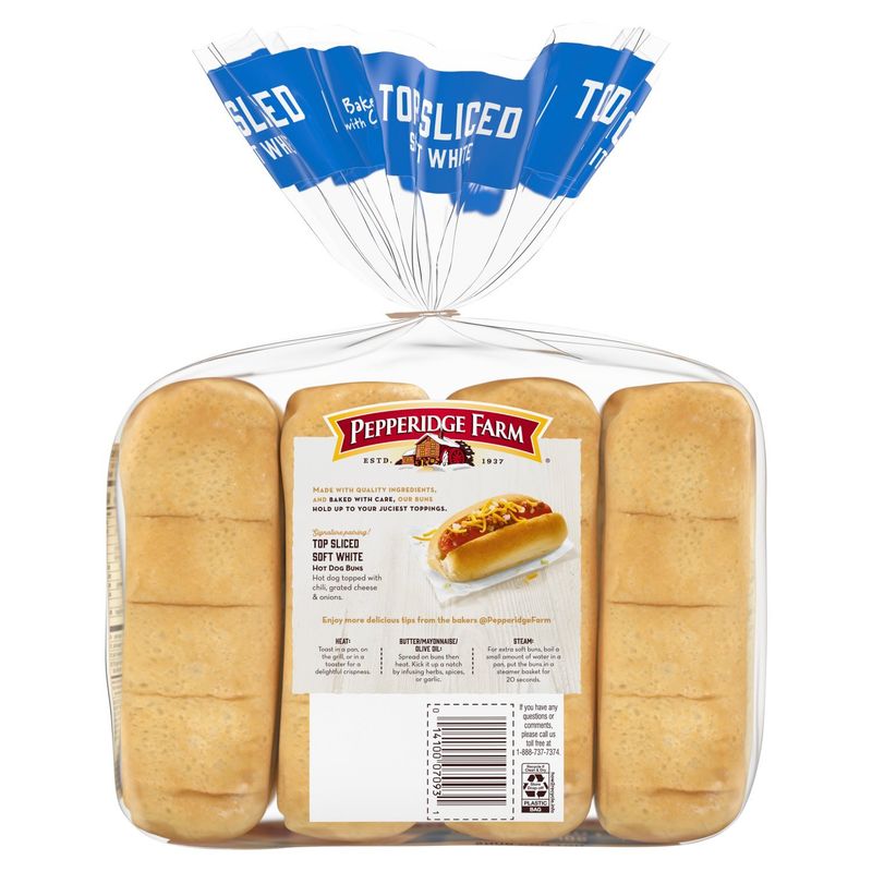 Pepperidge Farm Bakery Classics Top Sliced Soft White Hot Dog Buns, 8 count, 14 oz