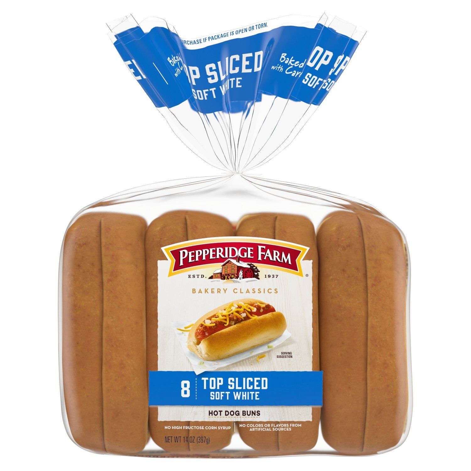 Pepperidge Farm Bakery Classics Top Sliced Soft White Hot Dog Buns, 8 count, 14 oz