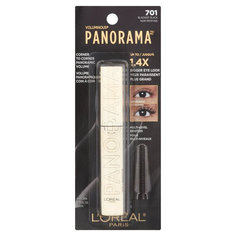L'Oréal Paris Voluminous Panorama 701 Blackest Black Mascara, 33 fl oz