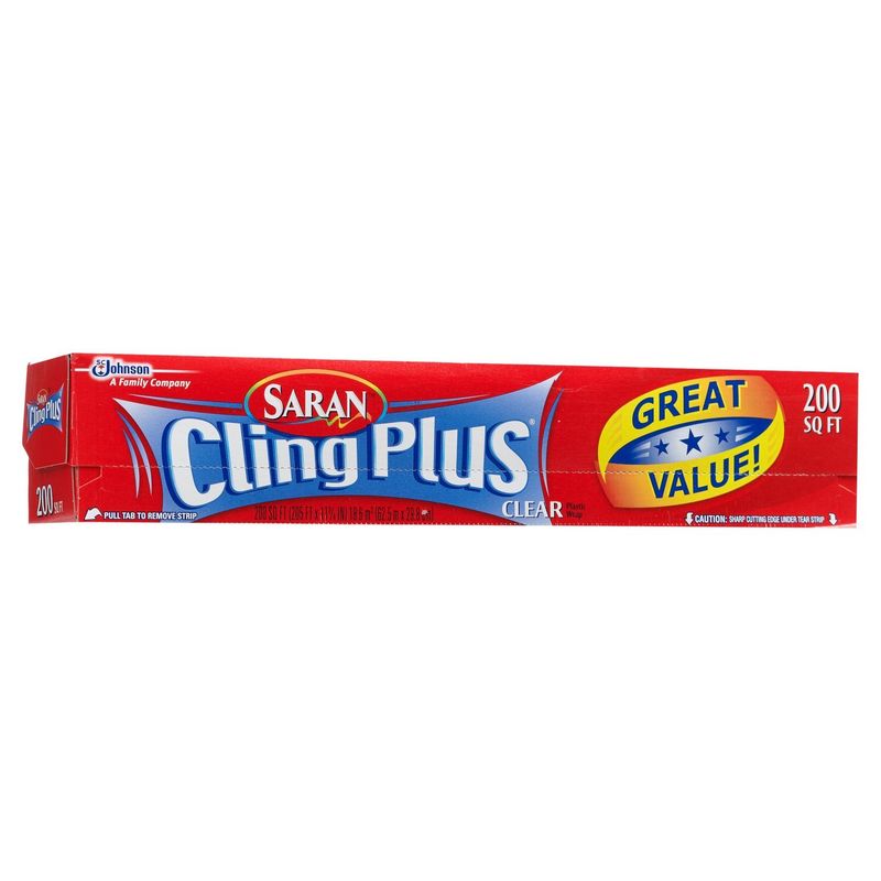 Saran Cling Plus Clear 200 sq ft Plastic Wrap