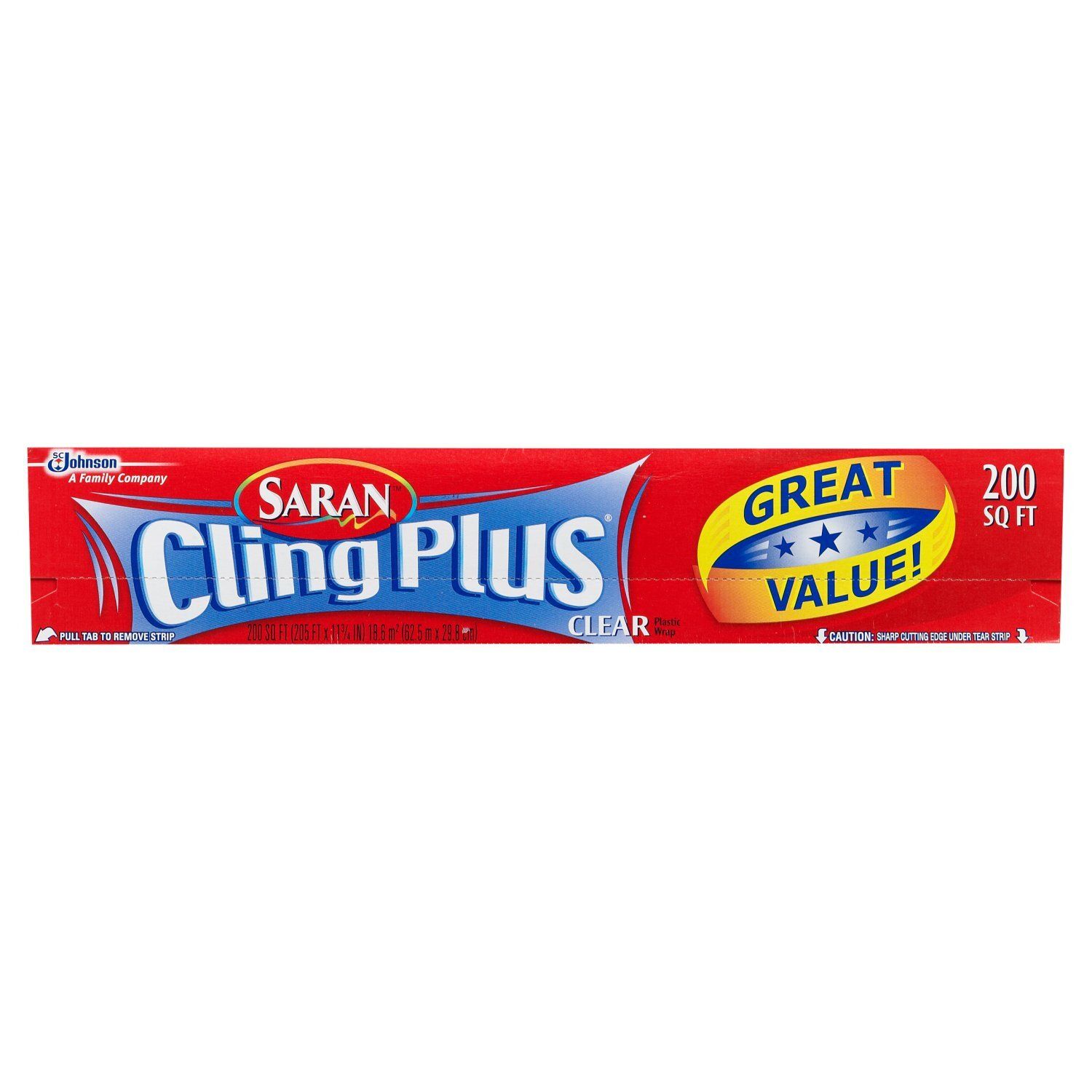 Saran Cling Plus Clear 200 sq ft Plastic Wrap
