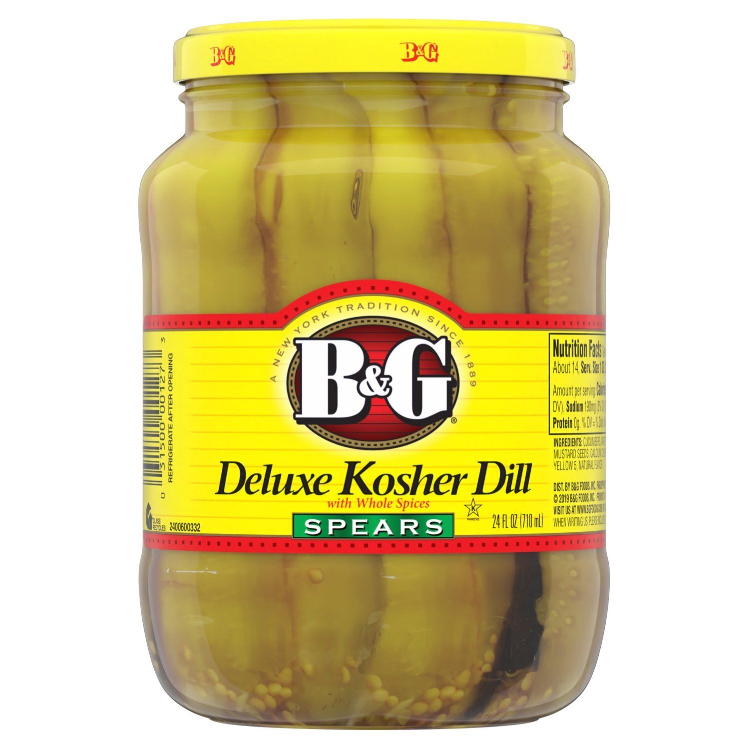 B&amp;G Deluxe Kosher Dill Spears with Whole Spices, 24 fl oz
