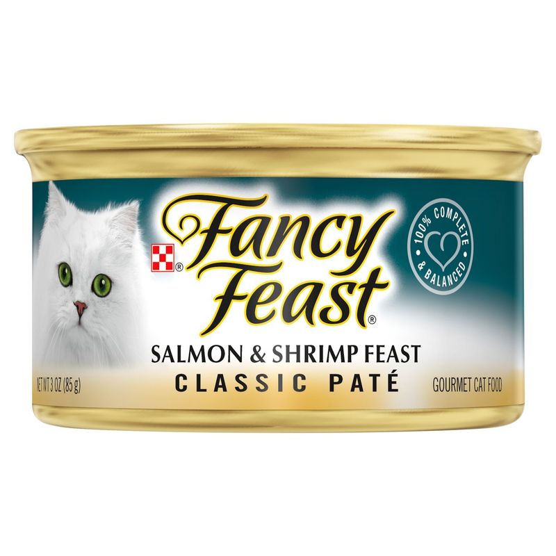 Purina Fancy Feast Salmon &amp; Shrimp Feast Classic Paté Gourmet Cat Food, 3 oz