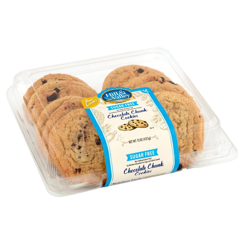 Hill &amp; Valley Premium Bakery Sugar Free Chocolate Chunk Cookies, 15 oz