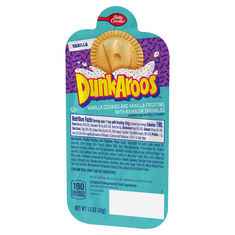 Betty Crocker DunkAroos Vanilla Cookies and Vanilla Frosting with Rainbow Sprinkles, 1.5 oz