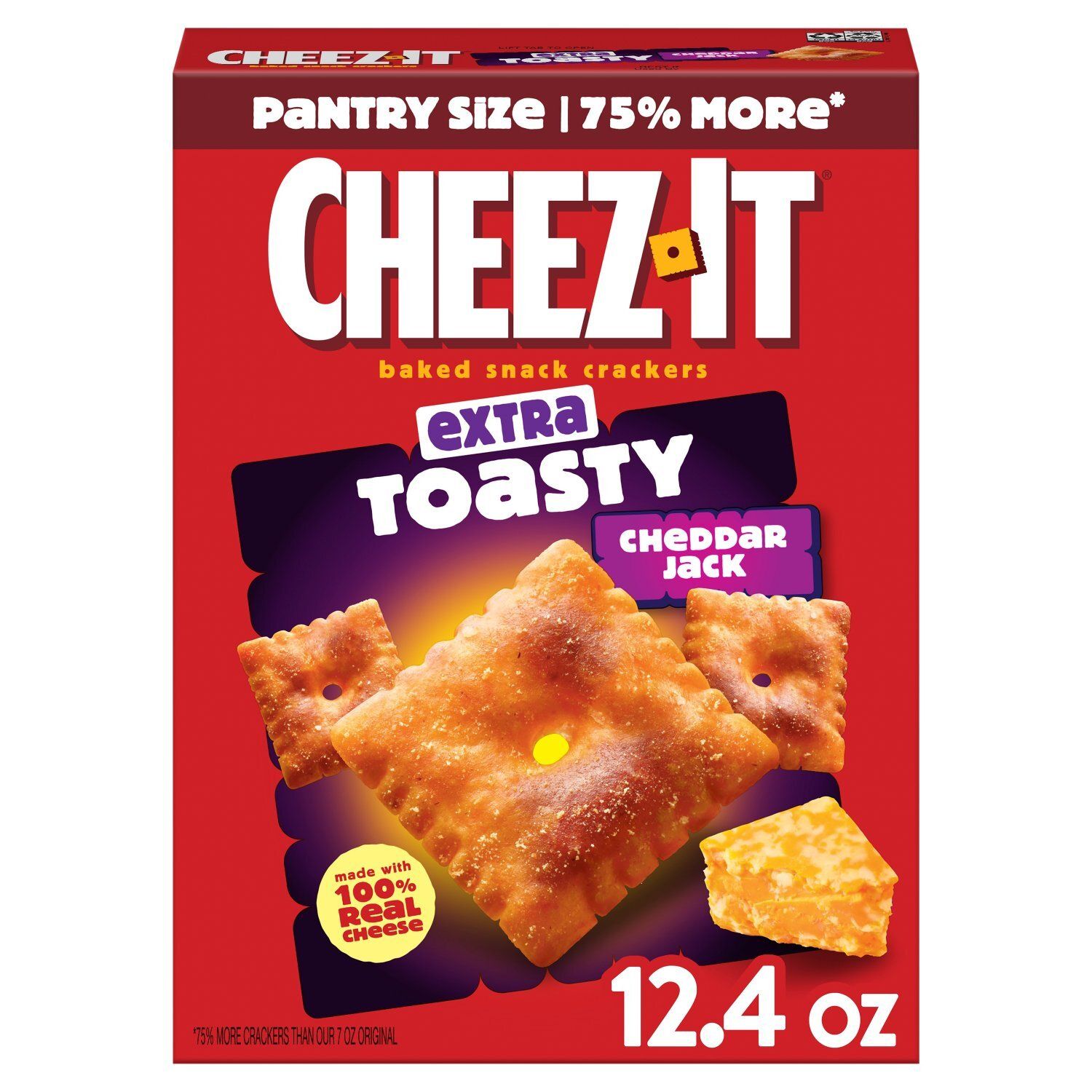 Cheez-It Extra Toasty Cheddar Jack Baked Snack Crackers Pantry Size, 12.4 oz