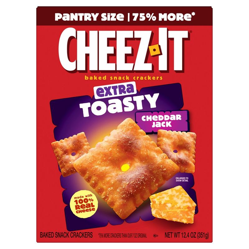 Cheez-It Extra Toasty Cheddar Jack Baked Snack Crackers Pantry Size, 12.4 oz