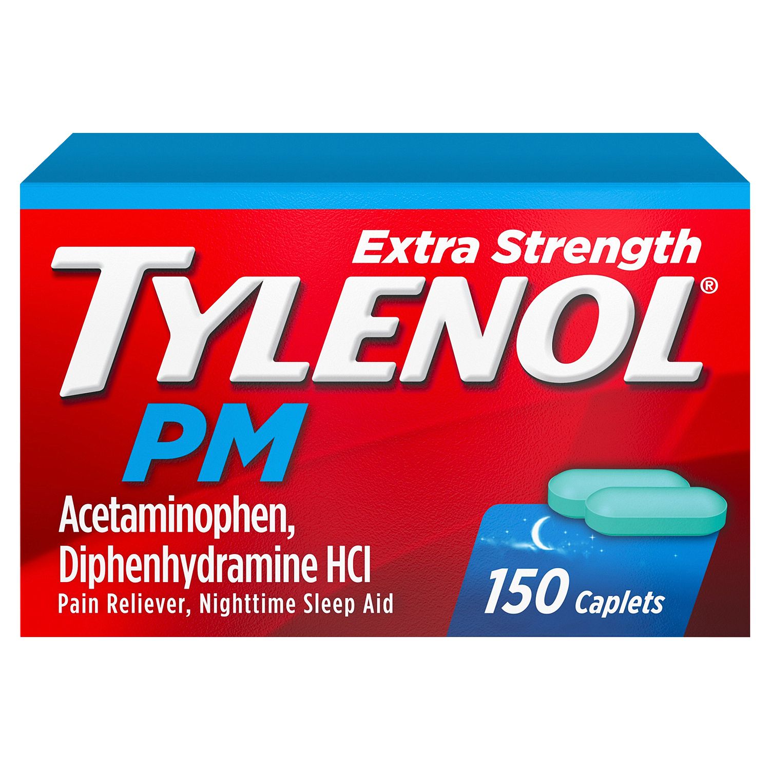 Tylenol PM Extra Strength Acetaminophen 500 mg Caplets, 150 count