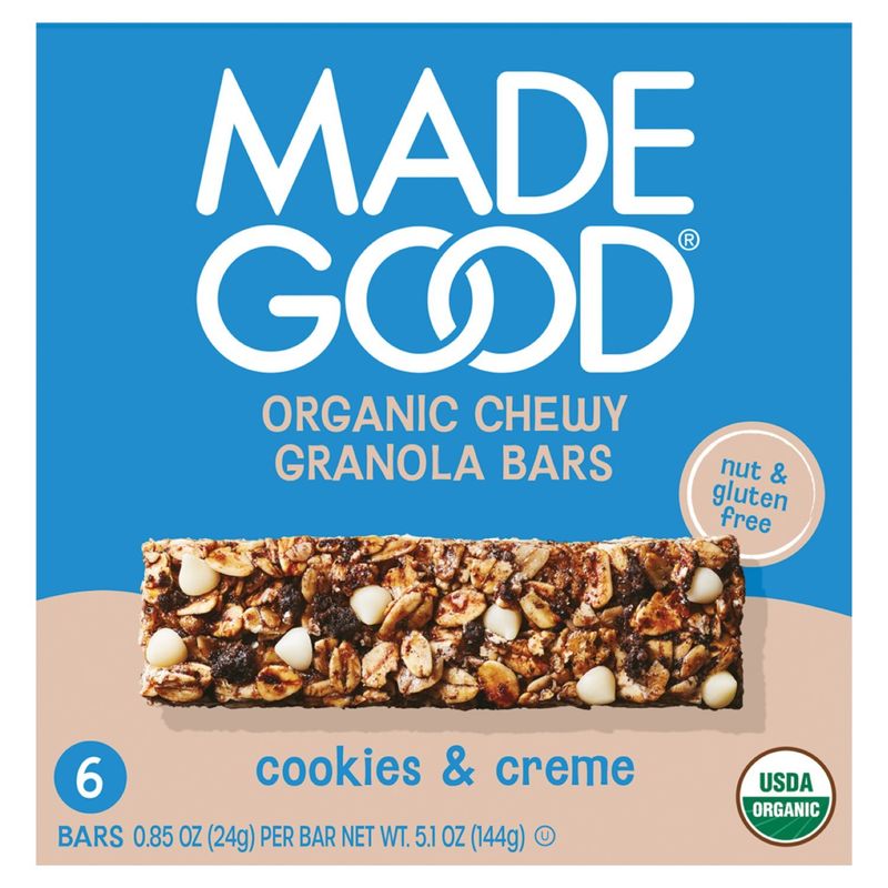 MadeGood Cookies &amp; Creme Organic Chewy Granola Bars, 0.85 oz, 6 count